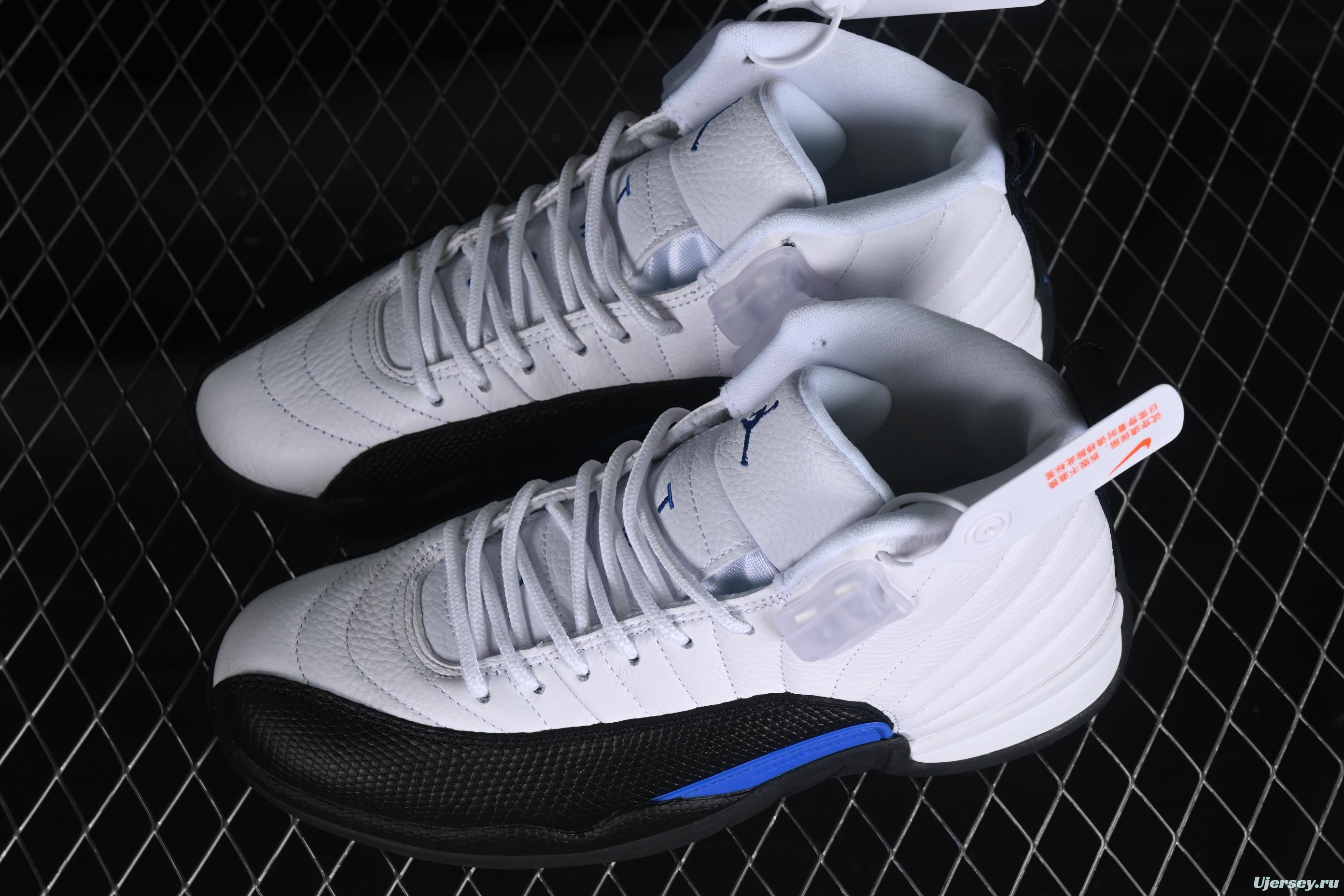 Nike Air Jordan 12 Retro Basketball Shoes in White Black Blue - CT8013-140