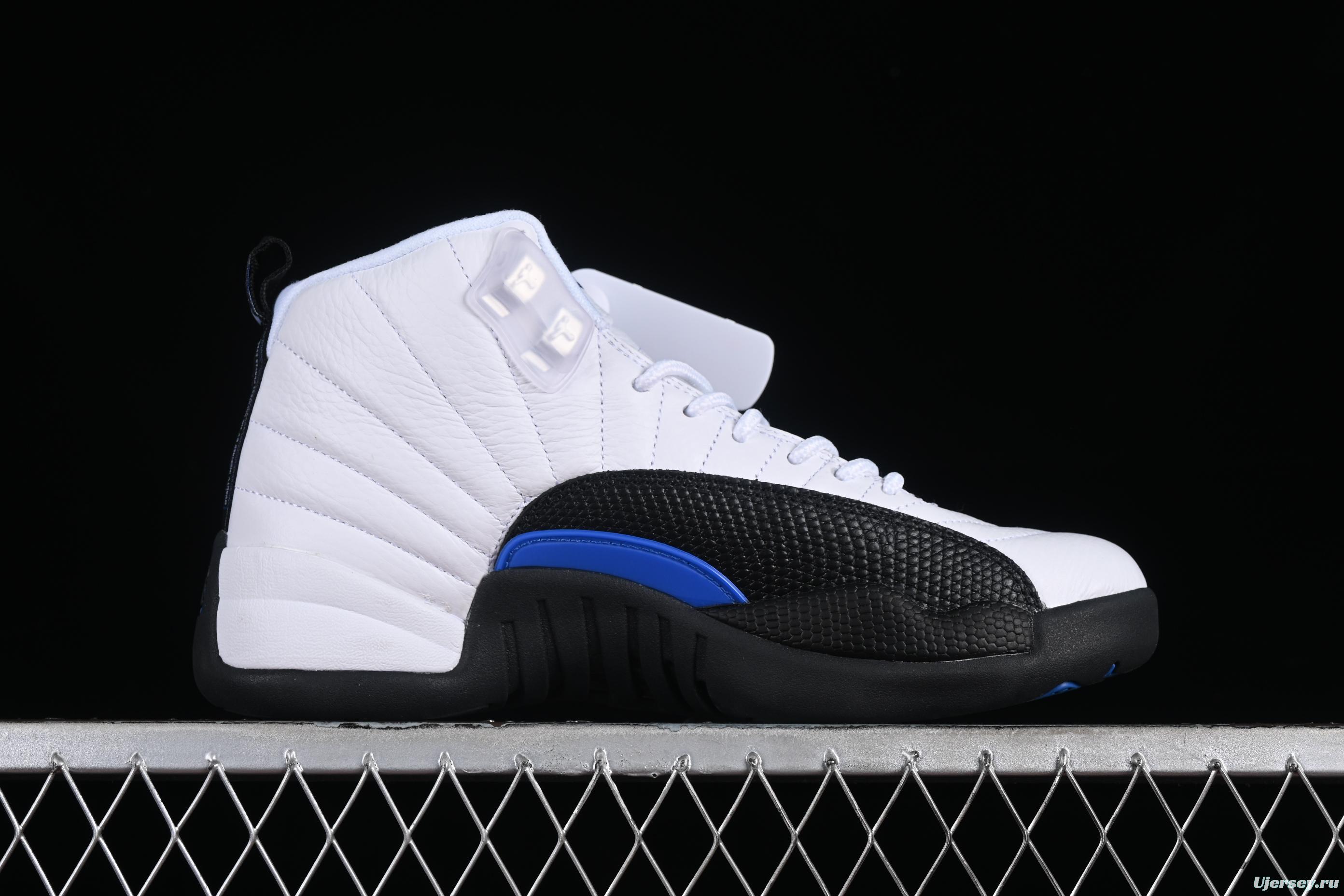 Nike Air Jordan 12 Retro Basketball Shoes in White Black Blue - CT8013-140