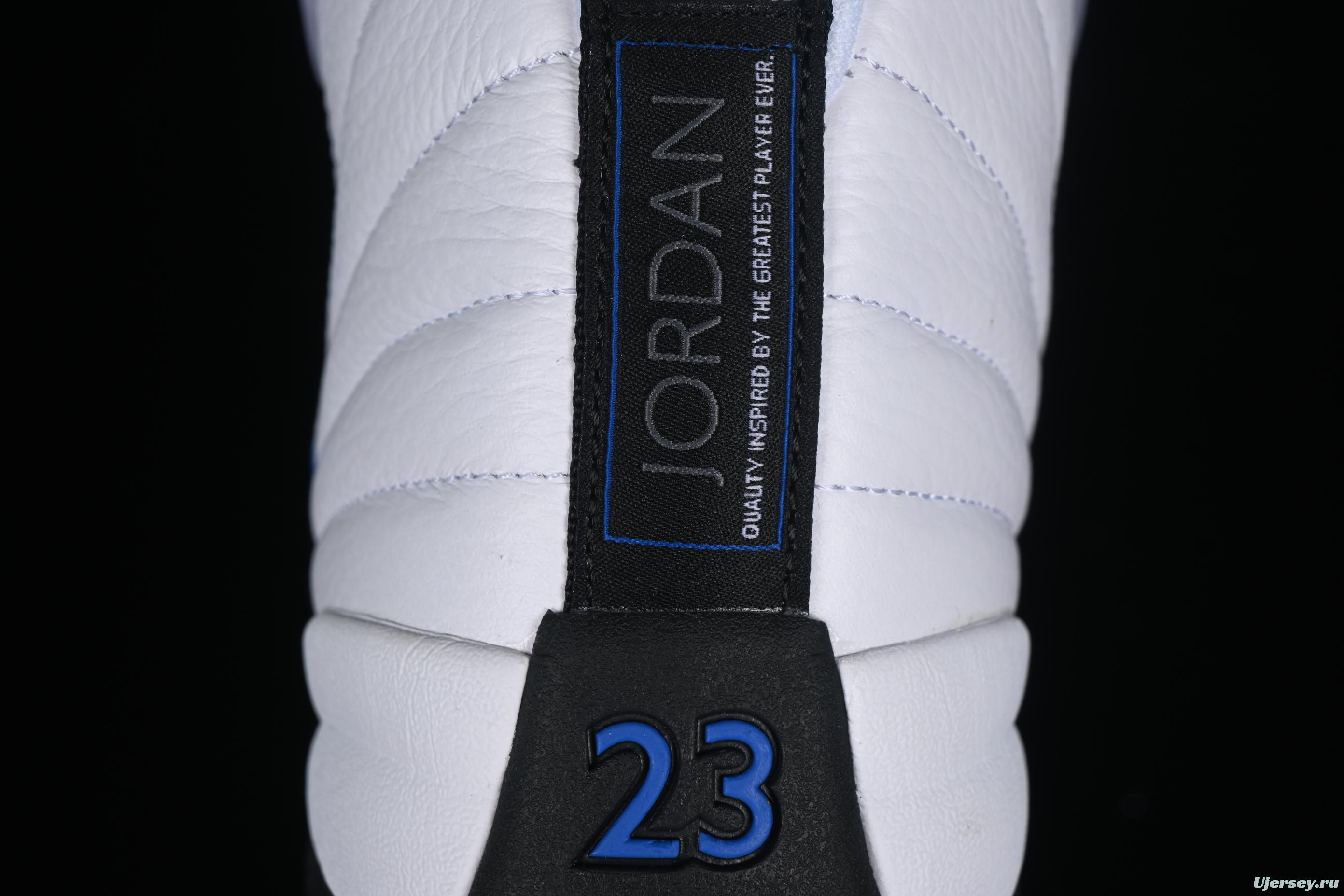 Nike Air Jordan 12 Retro Basketball Shoes in White Black Blue - CT8013-140
