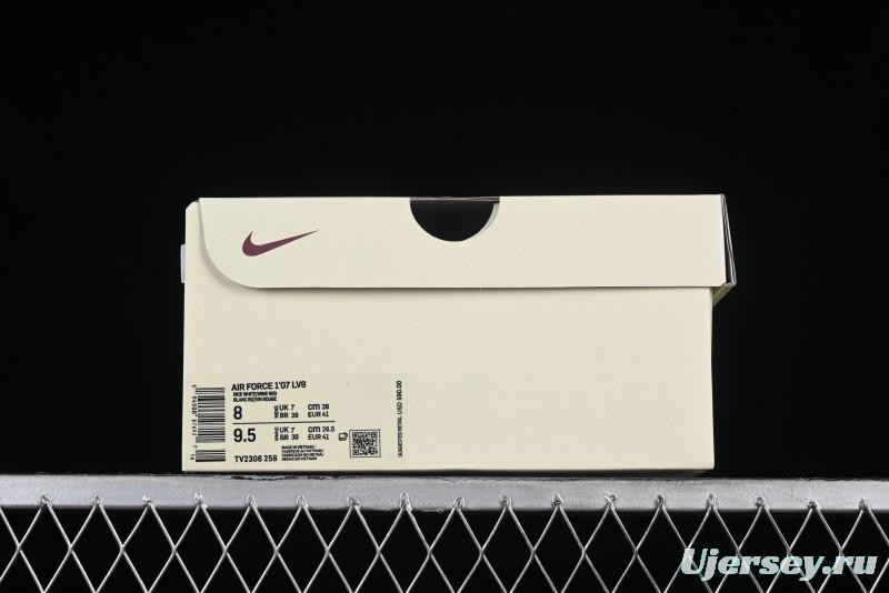 Nike Air Force 1 '07 Low "NIKE" Triple Swoosh Series White Wine Red Classic Casual Sneakers - TV2306-258