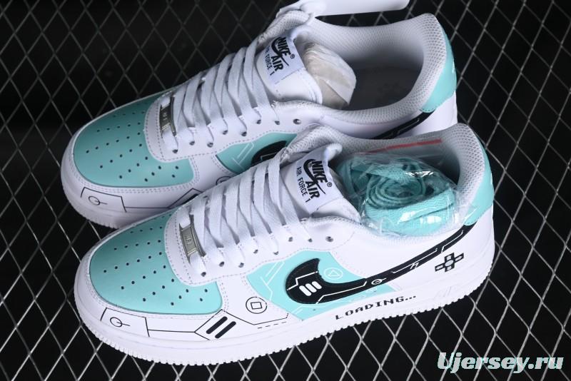 Nike Air Force 1 '07 Low PS5 Gaming Theme Ice Green Casual Sneakers - CW2288-114
