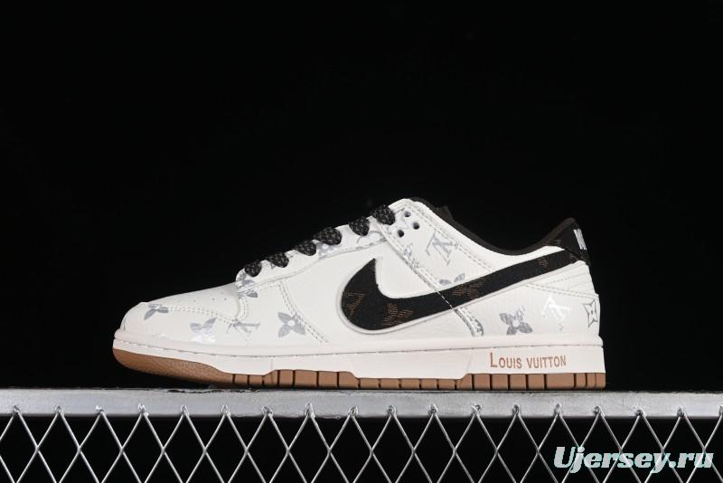 Nike Dunk Low LV Louis Vuitton - Beige Black Denim Anniversary High-End Custom Sneakers - DQ1098-341
