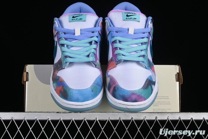 Nike Futura x Dunk Low Pro SB Casual Skate Shoes with Tie-Dye Pattern - HF6061-400