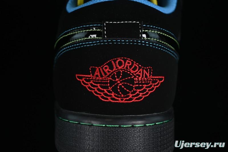 Nike Air Jordan 1 Low AJ1 Black Green Low Top Lifestyle Basketball Shoes - 338145-003