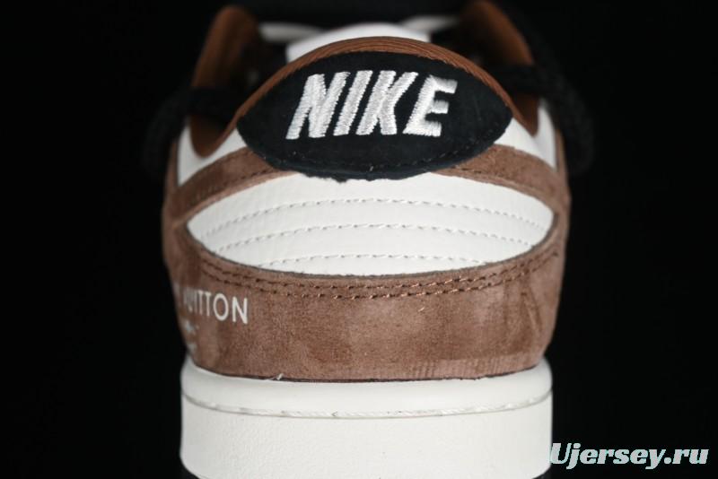 Nike SB Dunk Low LV Collaboration - Black Brown Fade Anniversary Custom Low-Top Casual Sneakers - SJ2068-233