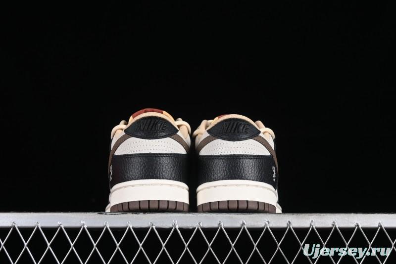 Nike Dunk Low "Mars Stone" Witch Puppet Themed SB Lace-Up Low-Top Casual Sneakers in Black/Mocha Brown - DR9704-200