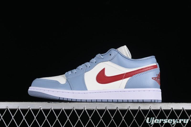 Nike Air Jordan 1 Low AJ1 White Blue Red Toe Casual Sneakers - DC0774-164