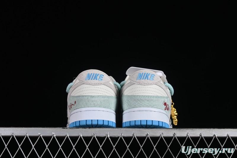 Nike SB Dunk Low Year of the Dragon Limited Edition - Gray Hook Dragon Soaring High Anniversary Premium Custom Low-Top Casual Skate Shoes - SJ2068-230