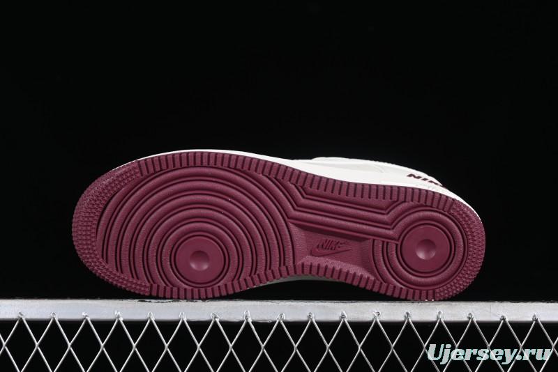 Nike Air Force 1 '07 Low "NIKE" Triple Swoosh Series White Wine Red Classic Casual Sneakers - TV2306-258