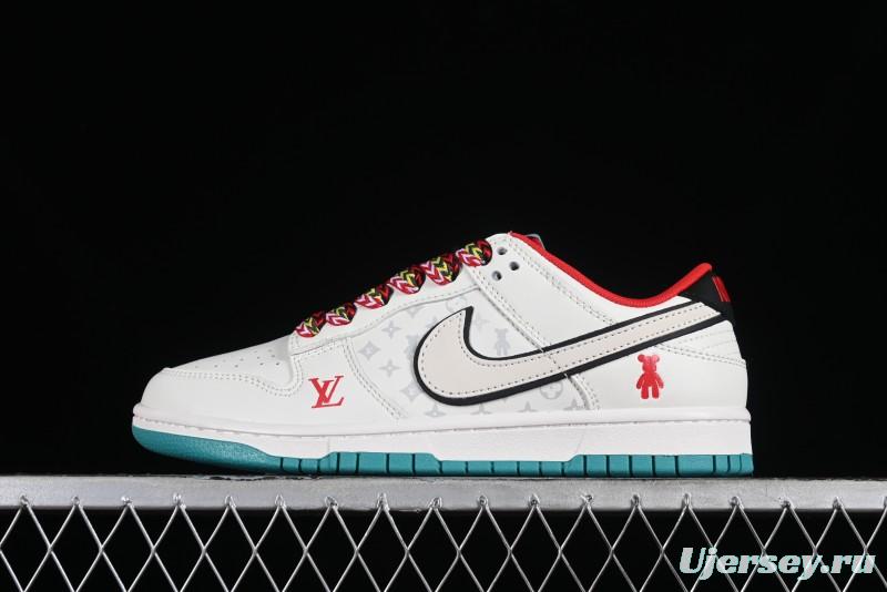 Nike SB Dunk Low LV Collaboration - Beige Violent Bear Anniversary High-End Custom Low-Top Casual Skate Shoes - SJ2068-240