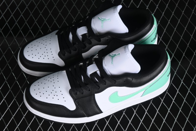 Nike Air Jordan 1 Low Retro Basketball Shoes in Mint Green and Black - 553558-131