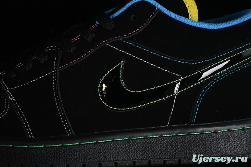 Nike Air Jordan 1 Low AJ1 Black Green Low Top Lifestyle Basketball Shoes - 338145-003