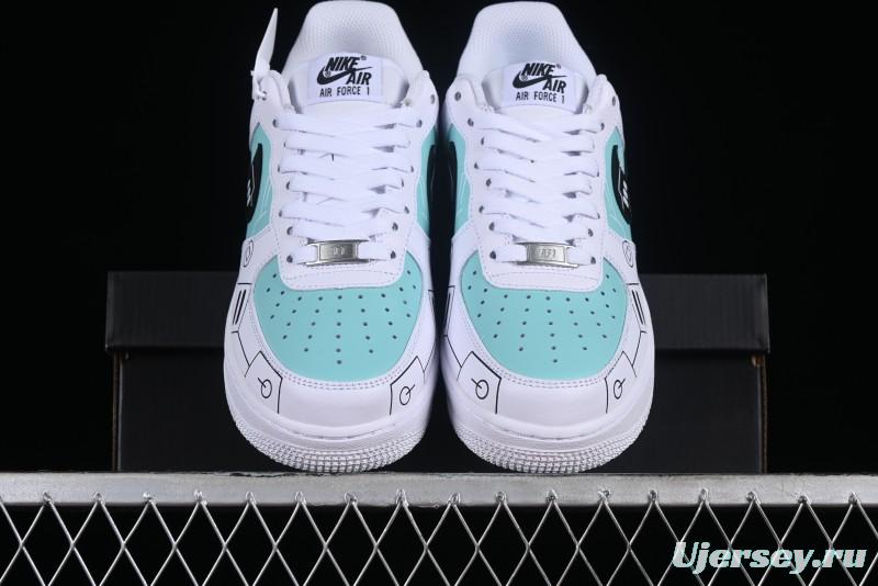 Nike Air Force 1 '07 Low PS5 Gaming Theme Ice Green Casual Sneakers - CW2288-114