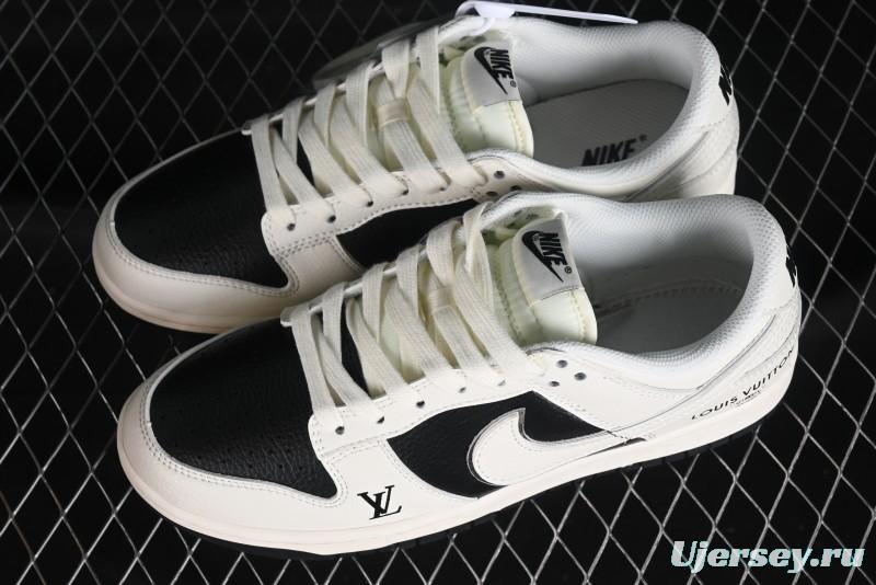 Nike SB Dunk Low LV Collaboration - Elegant Black White Night Light Anniversary High-End Custom Low-Top Casual Sneakers BB8766-208