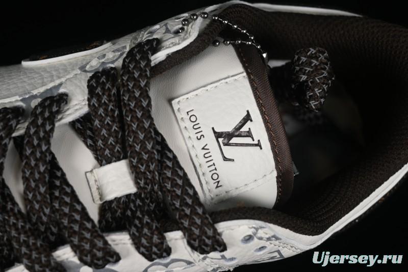 Nike Dunk Low LV Louis Vuitton - Beige Black Denim Anniversary High-End Custom Sneakers - DQ1098-341