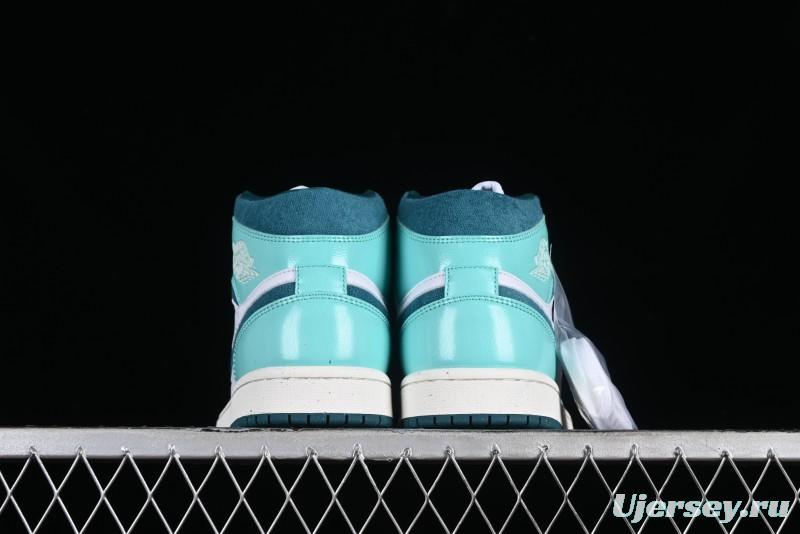 Nike Air Jordan 1 Mid "Bleached Turquoise" Casual Sneakers - DZ3745-300