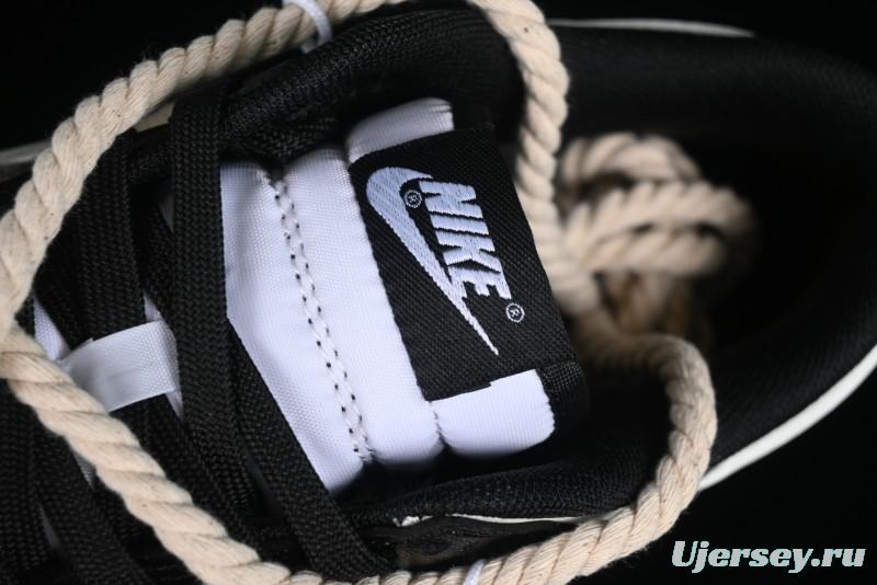 Nike Dunk Low SB Deconstructed Lace-Up Casual Sneakers with Scottish Plaid and Hemp Rope Design - DD1391-100