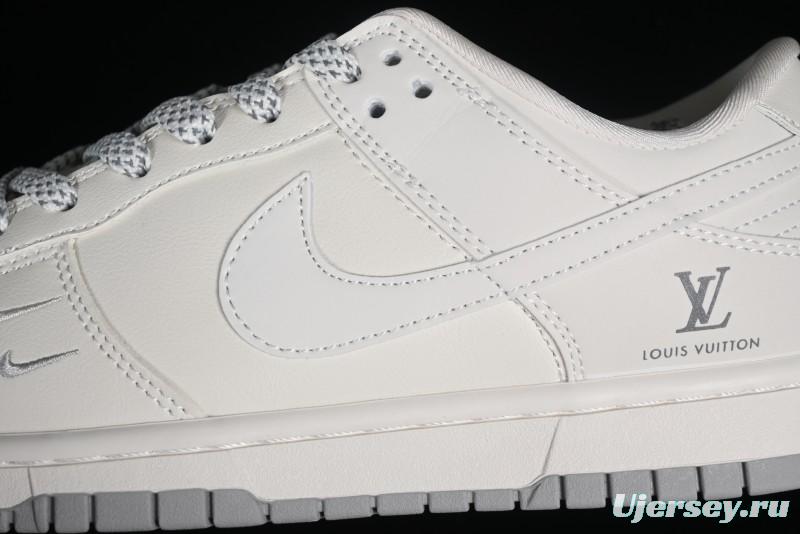 Nike SB Dunk Low LV Collaboration - Double Swoosh Beige Grey Anniversary High-End Custom Low-Top Casual Sneakers - FC2025-306