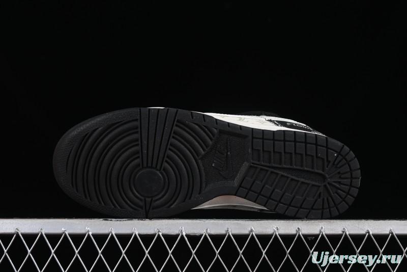 Nike SB Dunk Low LV Collaboration - Black Denim Print Anniversary High-End Custom Low-Top Casual Skate Shoes - SJ2068-238