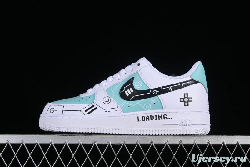 Nike Air Force 1 '07 Low PS5 Gaming Theme Ice Green Casual Sneakers - CW2288-114