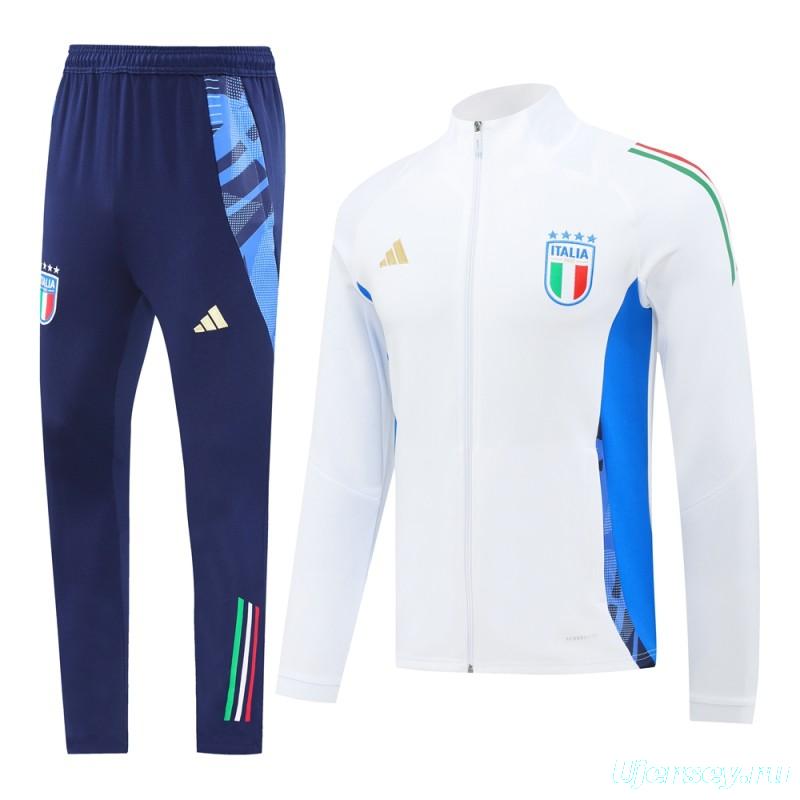 2024 Italy White Full Zipper Jacket +Long Pants