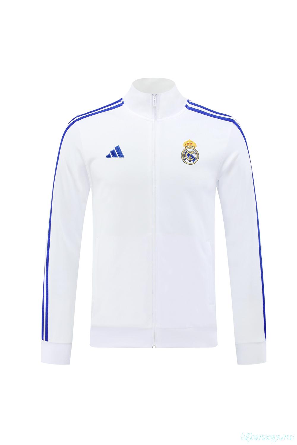 24/25 Real Madrid White Full Zipper Jacket +Long Pants