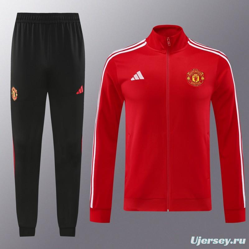 24/25 Manchester United Red Full Zipper Jacket +Long Pants