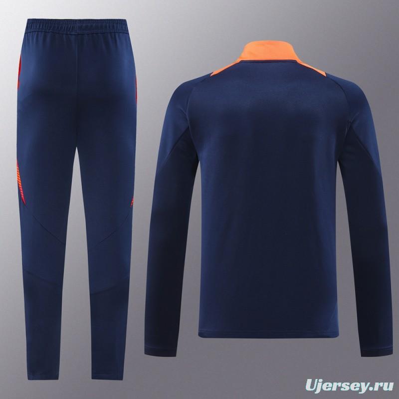 24/25 Manchester United Navy/Orange Full Zipper Jacket +Long Pants