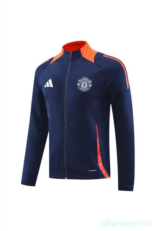 24/25 Manchester United Navy/Orange Full Zipper Jacket +Long Pants