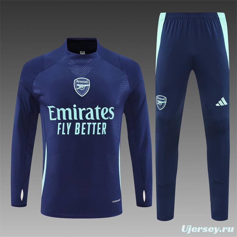 24/25 Arsenal Blue Half Zipper Jacket+Long Pants