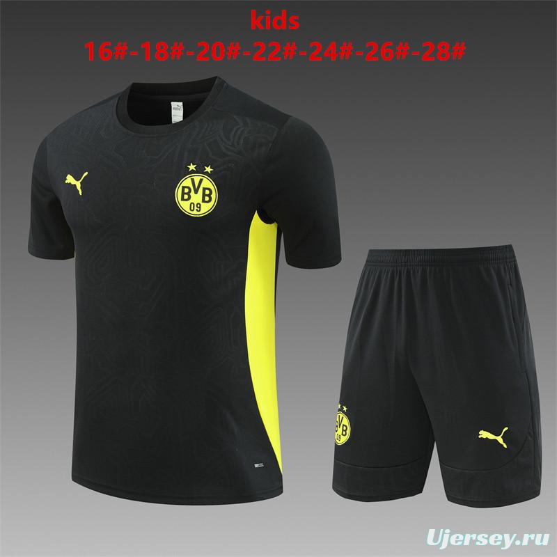 24/25 Kids Borussia Dortmund Black Short Sleeve Jersey+Shorts