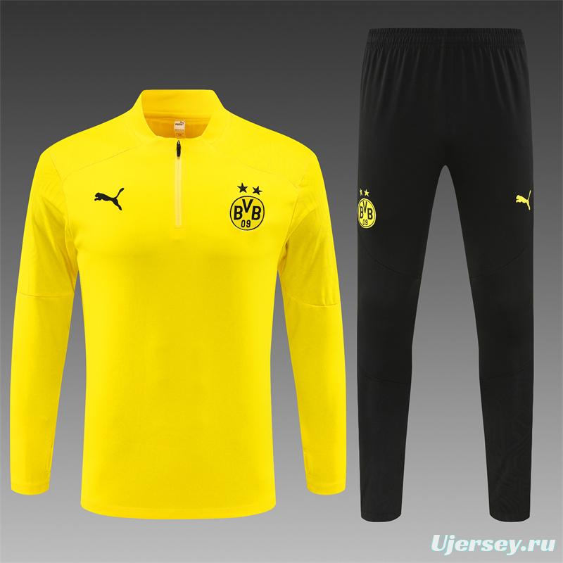 24/25 Borussia Dortmund Yellow Half Zipper Jacket+Long Pants