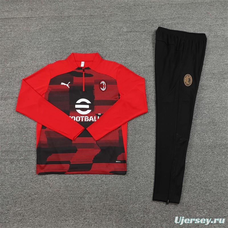 24/25 AC Milan Red Half Zipper Jacket+Long Pants