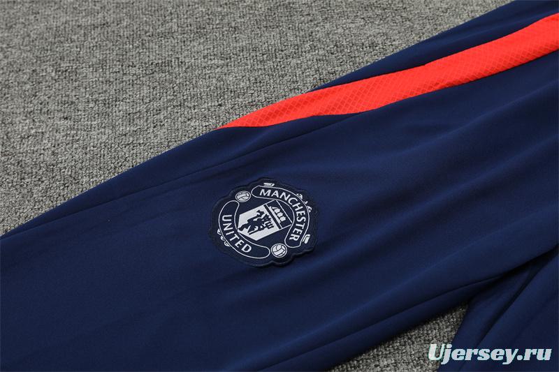 24/25 Kids Manchester United Navy Half Zipper Jacket+Long Pants