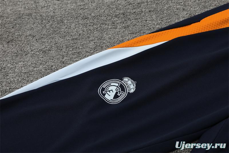 24/25 Real Madrid White/Navy/Orange Half Zipper Jacket+Long Pants