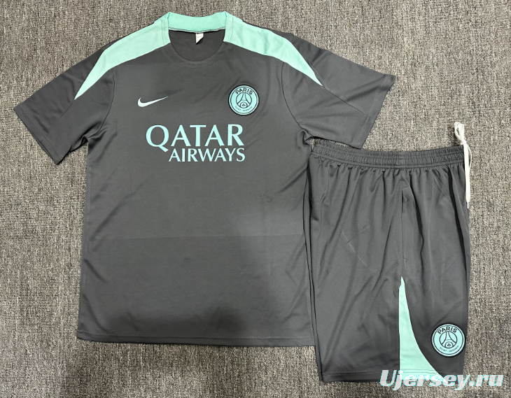 24/25 Kids PSG Grey Short Sleeve Jersey+Shorts