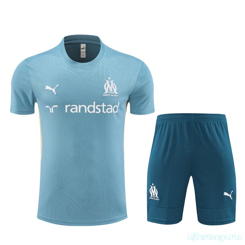 24/25 Olympique Marseille Blue Short Sleeve Jersey+Shorts