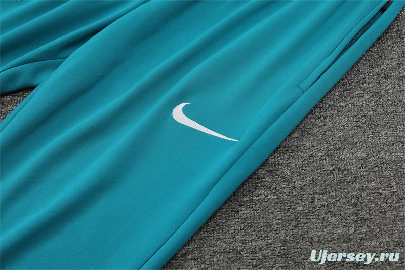 2024 Portugual White Half Zipper Jacket+Long Pants