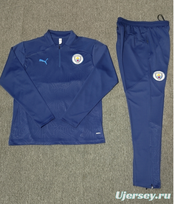 24/25 Kids Manchester City Navy Half Zipper Jacket+Long Pants