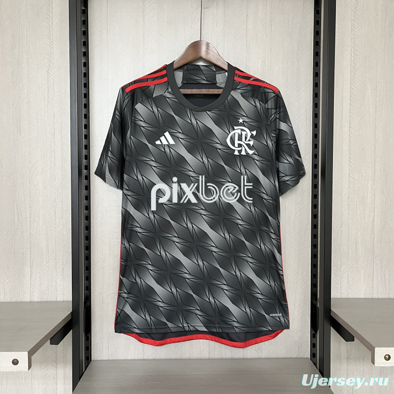 24/25 Flamengo Third Black Jersey With Full Sponsor