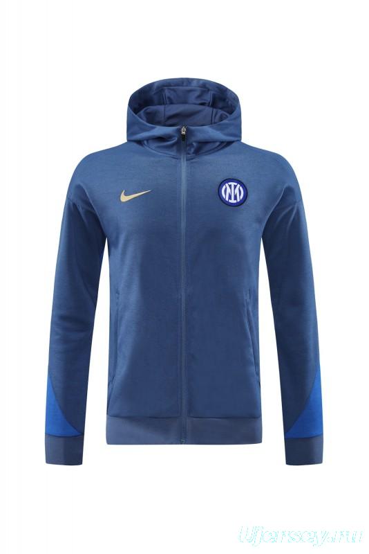 24/25 Inter Milan Blue Hoodie Full Zipper Jacket +Long Pants