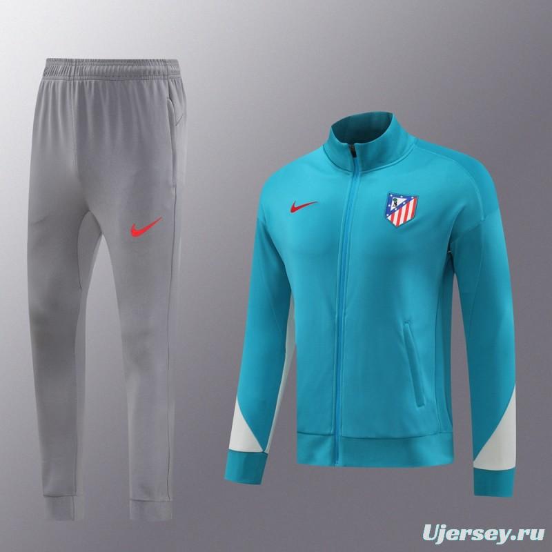 24/25 Atletico Madrid Blue Full Zipper Jacket +Long Pants