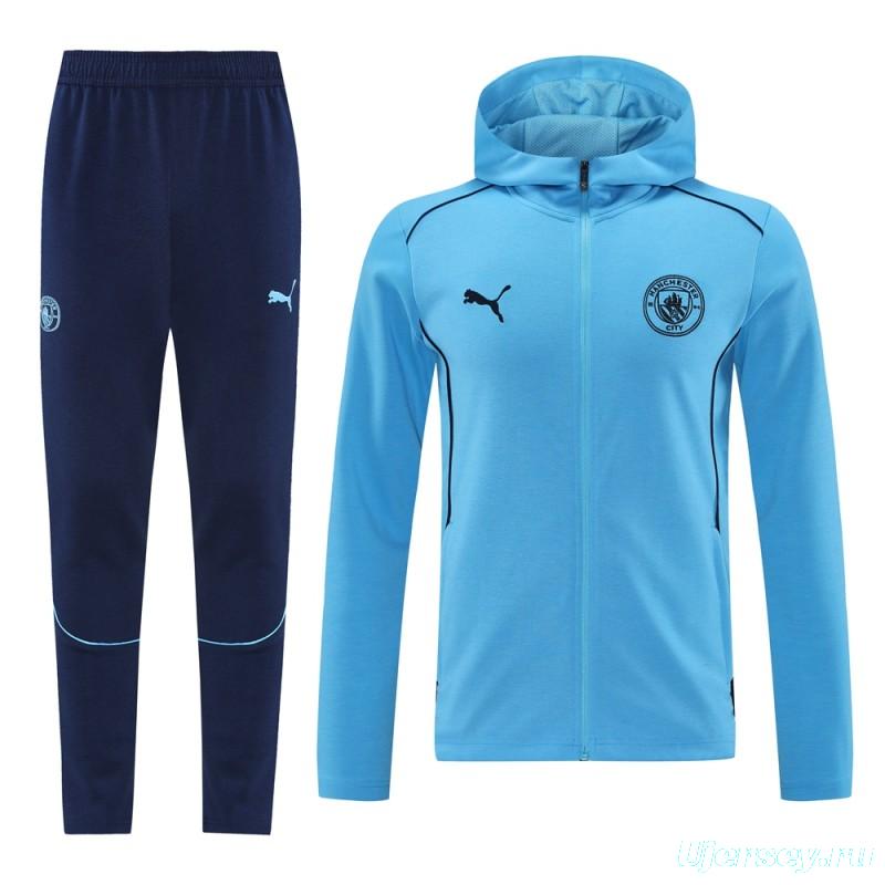 24/25 Manchester United Skyblue Full Zipper Jacket +Long Pants