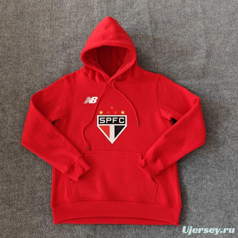 24/25 Sao Paulo Navy/Red/Black/Beige/Grey Hoodie WIth Black Badge