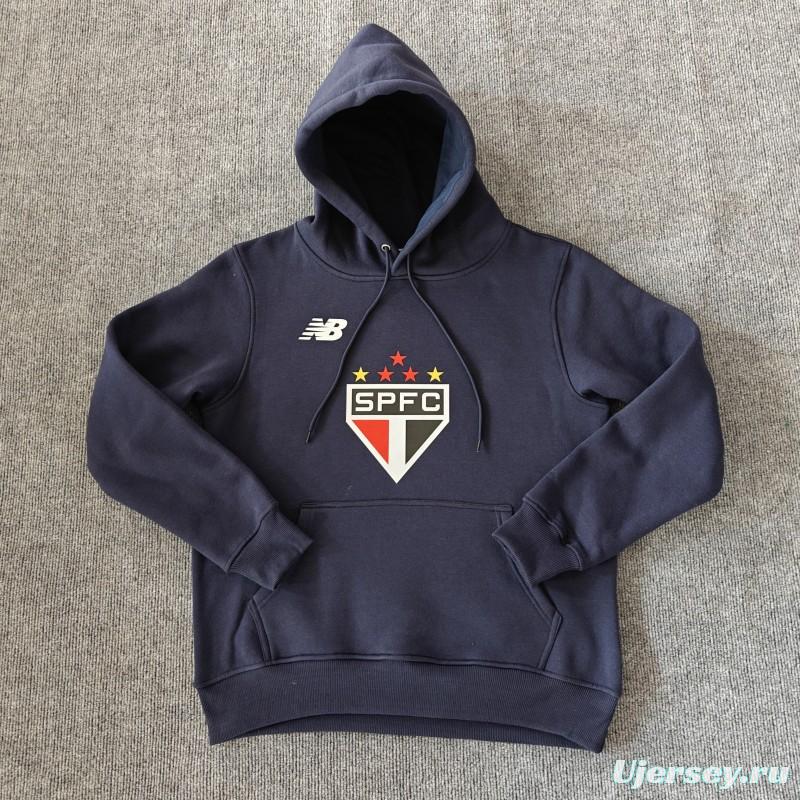 24/25 Sao Paulo Navy/Red/Black/Beige/Grey Hoodie WIth Black Badge