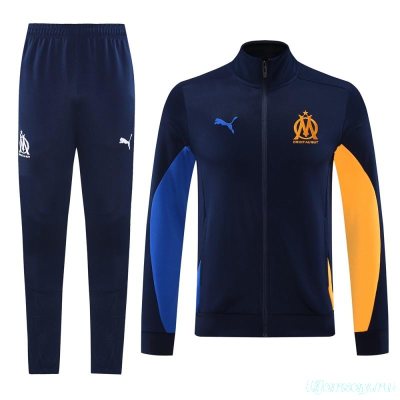 24/25 Olympique Marseille Navy Full Zipper Jacket +Long Pants