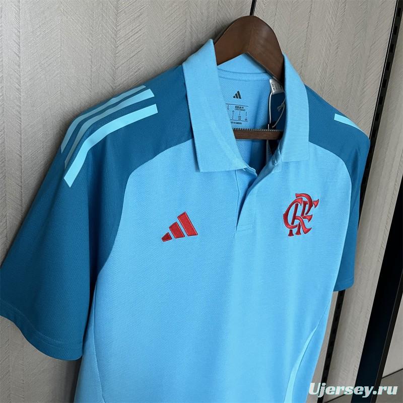 25/26 Flamengo Light Blue Polo Jersey S-XXXXL