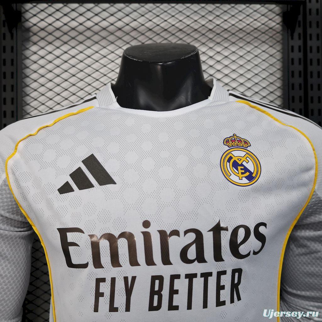 2025/26 Player Version Real Madrid Home Long Sleeves Jersey