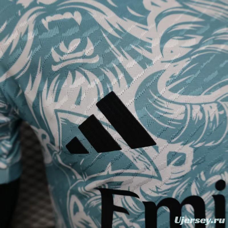 Player Version 25/26 Real Madrid Light Blue with Viking Warrior Pattern Jersey