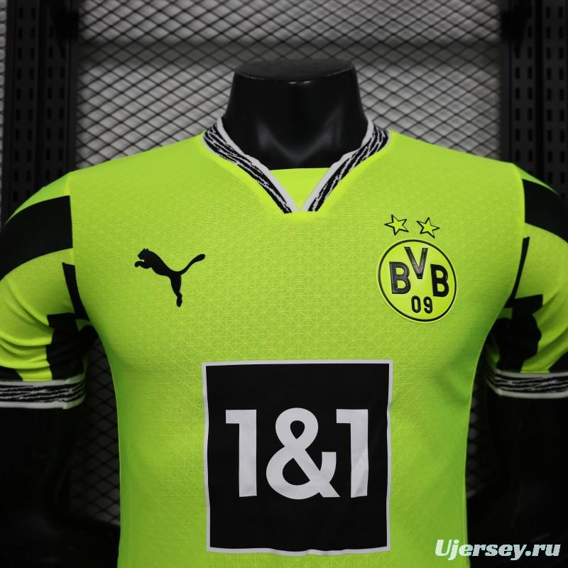 Player Version Borussia Dortmund 25/26 Neon Green Home Jersey with 1&1 Sponsor